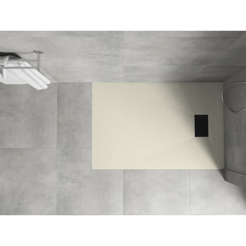 Mexen Hugo receveur de douche rectangulaire SMC 100 x 80 cm, beige, cache noir - 42698010-B