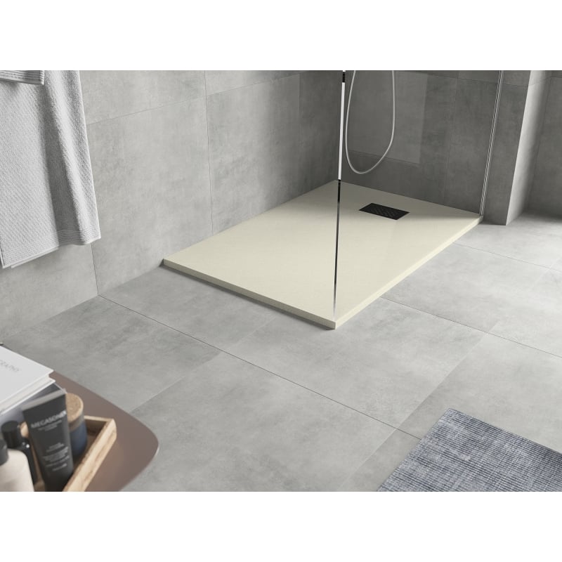 Mexen Hugo receveur de douche rectangulaire SMC 100 x 80 cm, beige, cache noir - 42698010-B