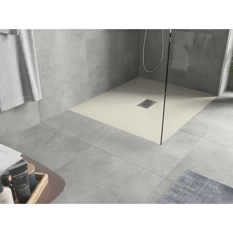 Mexen Hugo receveur rectangulaire SMC 120 x 100 cm, beige, cache inox - 42691012-X