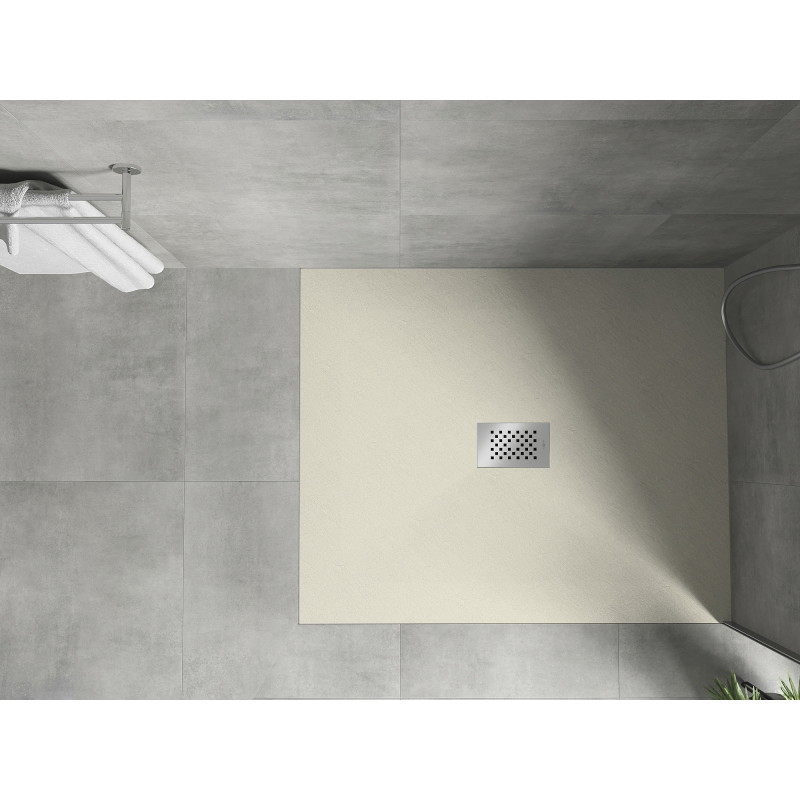 Mexen Hugo receveur rectangulaire SMC 120 x 100 cm, beige, cache inox - 42691012-X