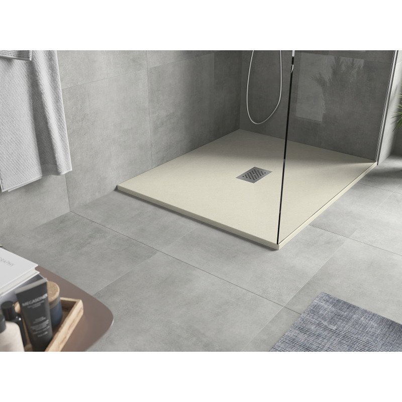 Mexen Hugo receveur rectangulaire SMC 120 x 100 cm, beige, cache inox - 42691012-X