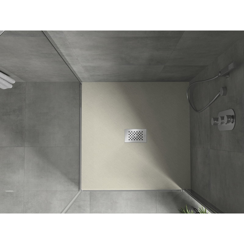Mexen Hugo receveur de douche carré SMC 90 x 90 cm, beige, cache inox - 42699090-X