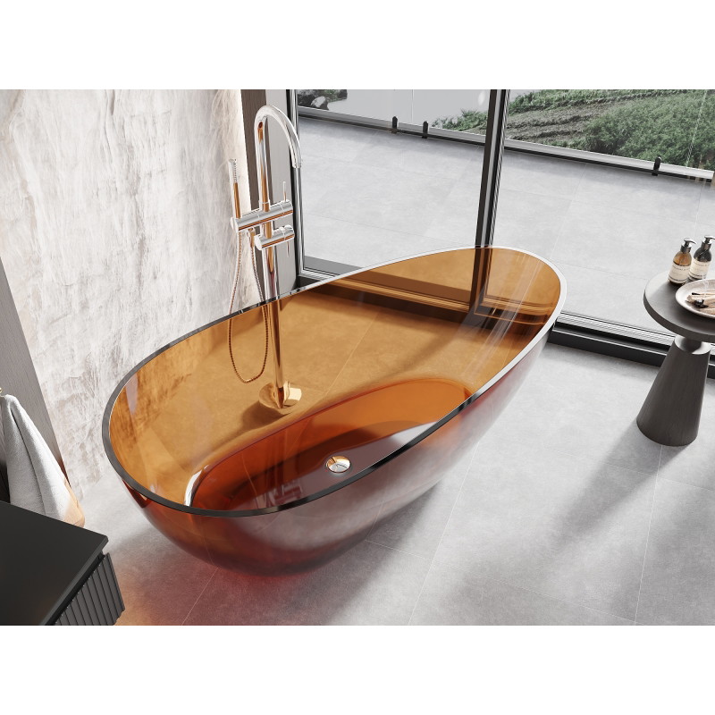 Mexen Glass baignoire autoportante transparente 170 x 85 cm, terre, bouchon chromé - 58061708505