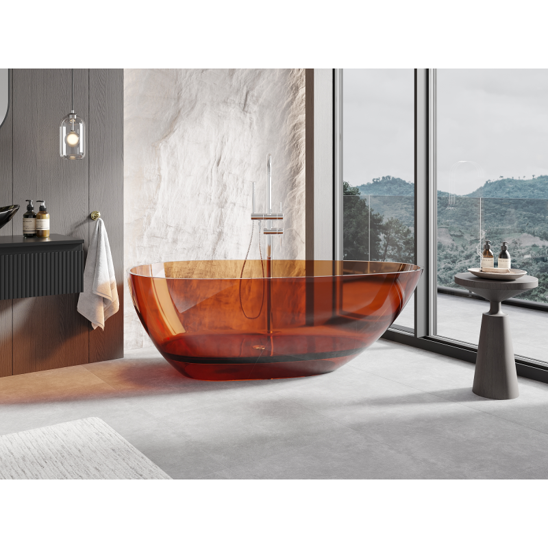 Mexen Glass baignoire autoportante transparente 170 x 85 cm, bouchon chromé - 58061708505