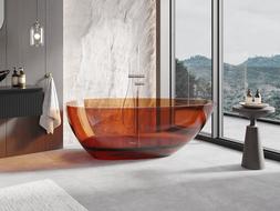 Mexen Glass baignoire autoportante transparente 170 x 85 cm, terre, bouchon chromé - 58061708505
