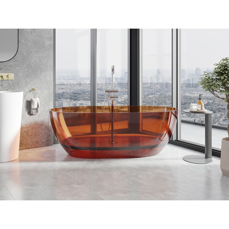 Mexen Pure baignoire autoportante transparente 170 x 80 cm, earth, bonde chromée - 58071708005