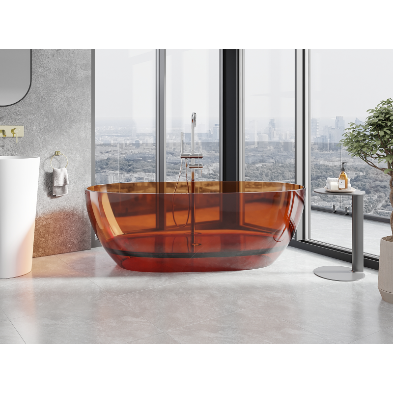 Mexen Pure earth baignoire autoportante transparente 170 x 80 cm, bouchon chromé - 58071708005