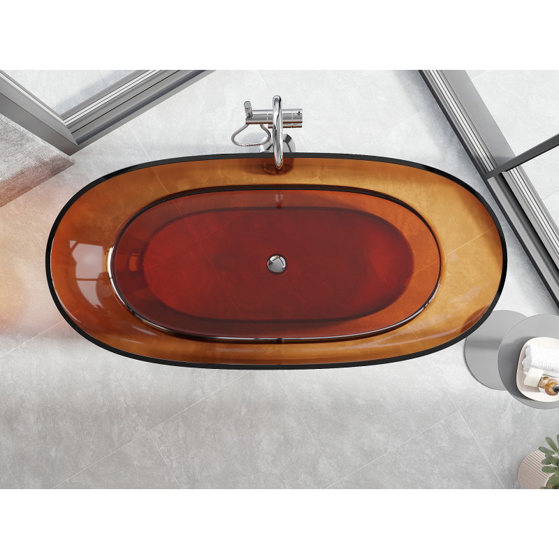 Mexen Pure baignoire autoportante transparente 170 x 80 cm, earth, bonde chromée - 58071708005