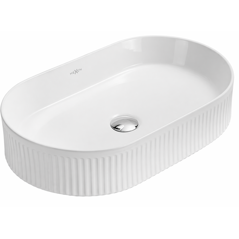 Mexen Grovo lavabo à poser cannelé 57 x 36 cm, blanc - 22305700