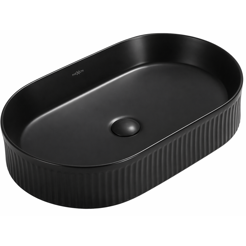 Mexen Grovo lavabo à poser rainuré 49 x 31 cm, noir mat - 22304985