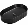 Mexen Grovo lavabo à poser cannelé 57 x 36 cm, noir mat - 22305785