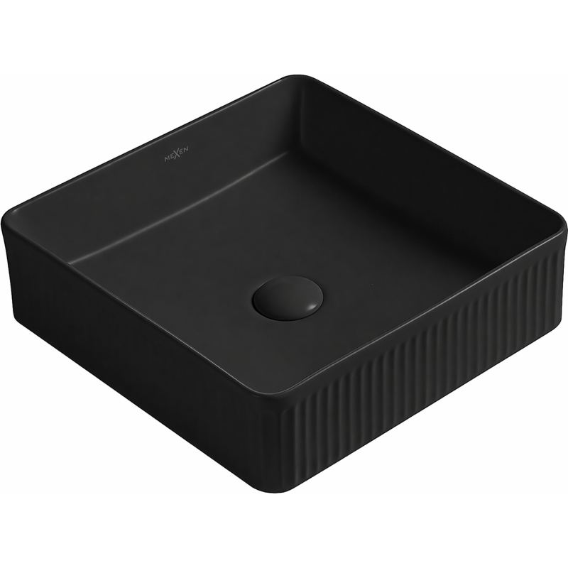 Mexen Grovo lavabo à poser rainuré 41 x 41 cm, noir mat - 22304185