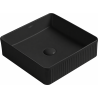 Mexen Grovo lavabo à poser rainuré 41 x 41 cm, noir mat - 22304185