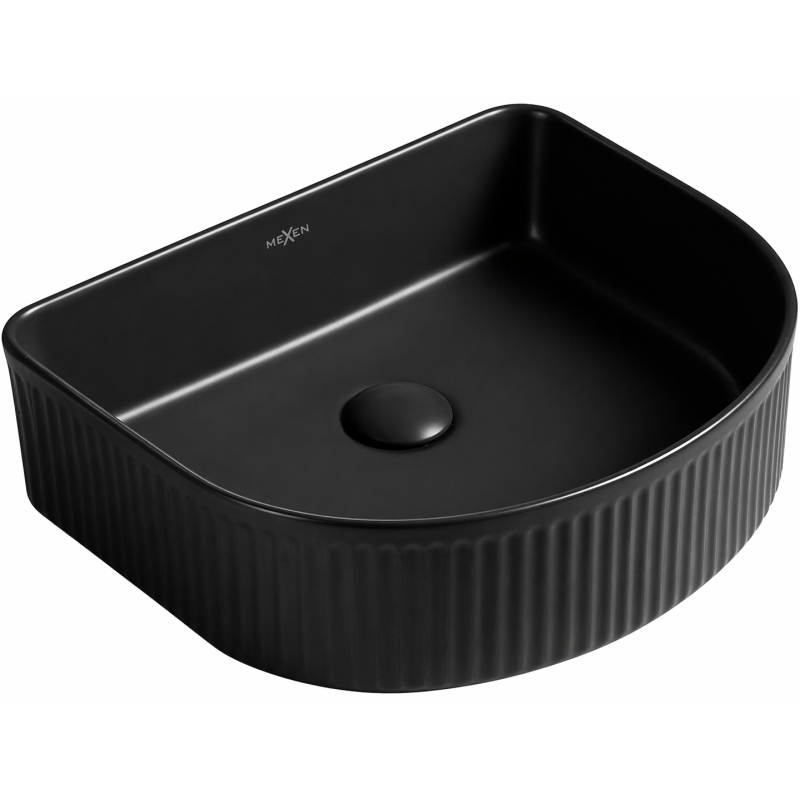 Mexen Grovo lavabo à poser cannelé 40 x 35 cm, noir mat - 22304085
