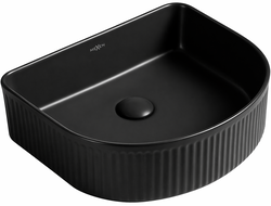 Mexen Grovo lavabo à poser cannelé 40 x 35 cm, noir mat - 22304085