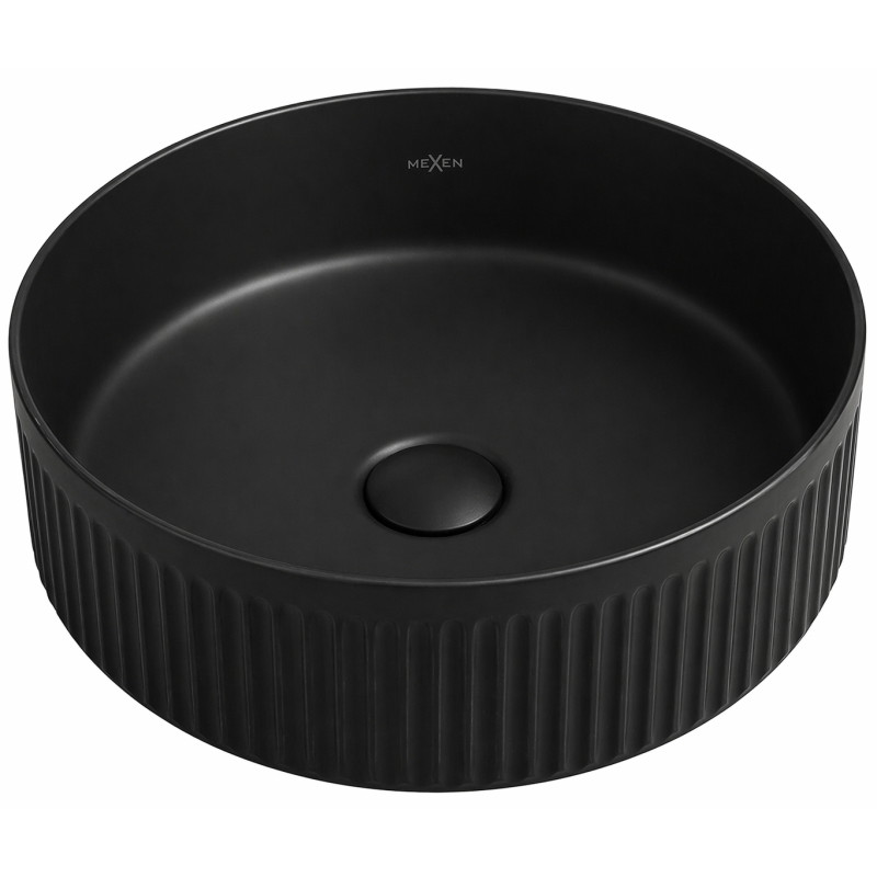 Mexen Grovo lavabo à poser cannelé 39 x 39 cm, noir mat - 22303985