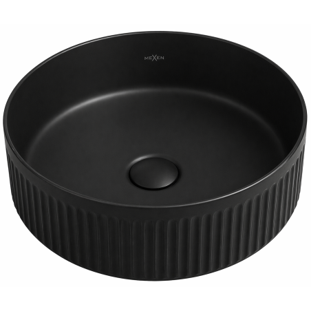 Mexen Grovo lavabo à poser cannelé 39 x 39 cm, noir mat - 22303985