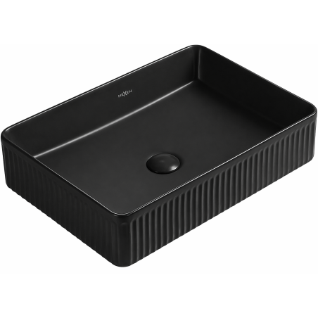 Mexen Grovo lavabo à poser rainuré 50 x 34 cm, noir mat - 22305085