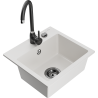 Mexen Milo évier en granite 1 bac avec robinet de cuisine Telma, blanc - 6505-20-670200-70