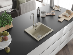 Mexen Milo évier en granit à 1 cuve avec robinet mélangeur Telma, Beige - 6505-69-670200-00
