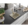 Mexen Milo évier en granit 1 bac avec robinet de cuisine Telma, beige - 6505-69-670200-50