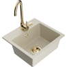 Mexen Milo évier en granit simple bac avec robinet de cuisine Telma, beige - 6505-69-670200-50
