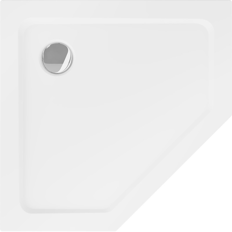 Mexen Flat receveur de douche pentagonal slim 80 x 80 cm, blanc, siphon chromé - 41P108080