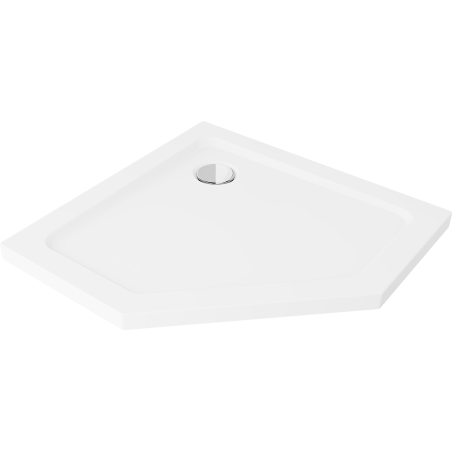 Mexen Flat receveur de douche pentagonal slim 80 x 80 cm, blanc, siphon chromé - 41P108080
