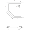 Mexen Flat receveur de douche pentagonal slim 80 x 80 cm, blanc, siphon chromé - 41P108080