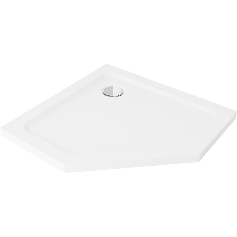Mexen Flat receveur de douche pentagonal slim 100 x 100 cm, blanc, siphon chromé - 41P101010