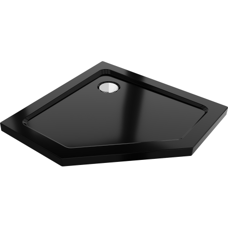 Mexen Flat receveur de douche pentagonal slim 80 x 80 cm, noir, siphon chromé - 41P708080