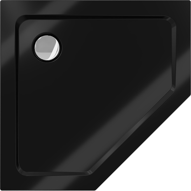 Mexen Flat receveur de douche pentagonal slim 80 x 80 cm, noir, siphon chromé - 41P708080