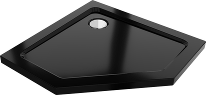 Mexen Flat bac de douche pentagonal slim 90 x 90 cm, noir, siphon chromé - 41P709090