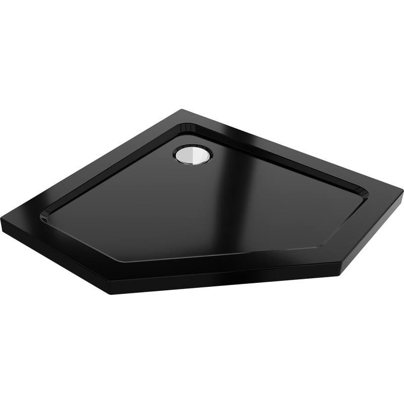 Mexen Flat receveur de douche pentagonal slim 100 x 100 cm, noir, siphon chromé - 41P701010