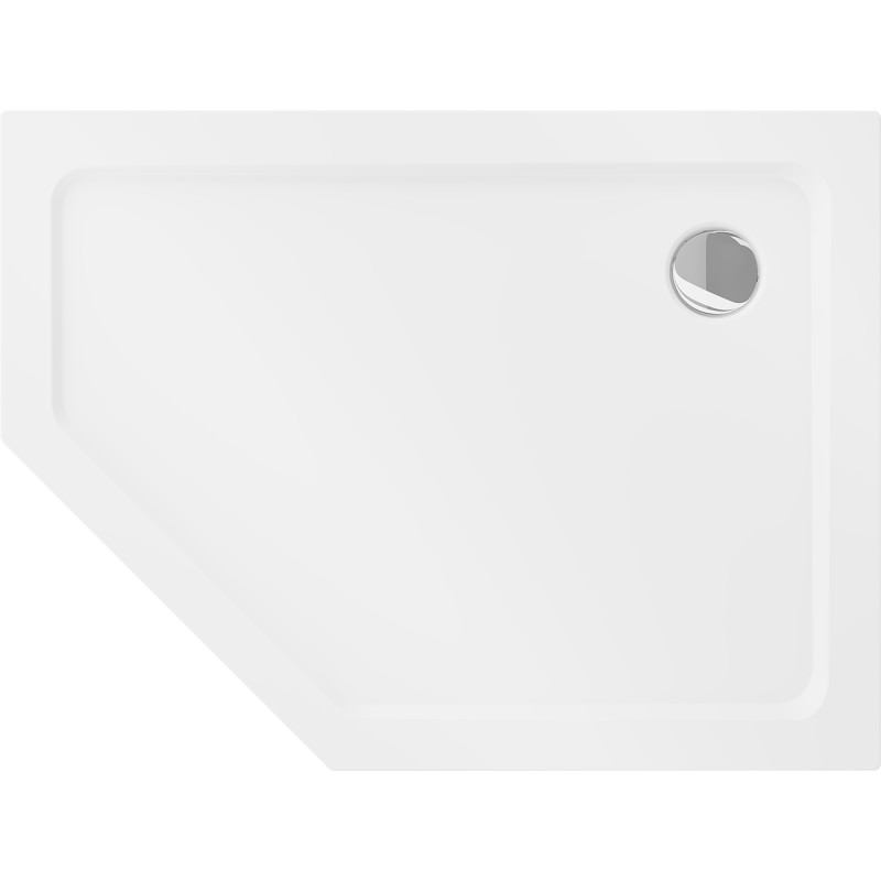 Mexen Flat receveur de douche pentagonal slim droit 90 x 80 cm, blanc, siphon chromé - 41P108090R