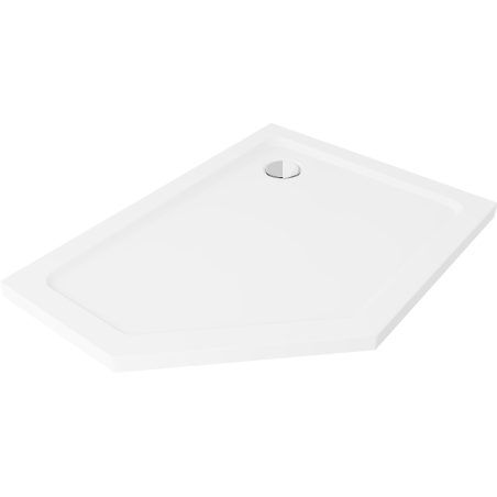 Mexen Flat receveur de douche pentagonal slim droit 90 x 80 cm, blanc, siphon chromé - 41P108090R