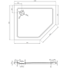 Mexen Flat receveur de douche pentagonal slim gauche 100 x 80 cm, blanc, siphon chromé - 41P108010L