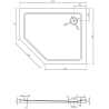 Mexen Flat receveur de douche pentagonal slim droit 100 x 80 cm, blanc, siphon chromé - 41P108010R