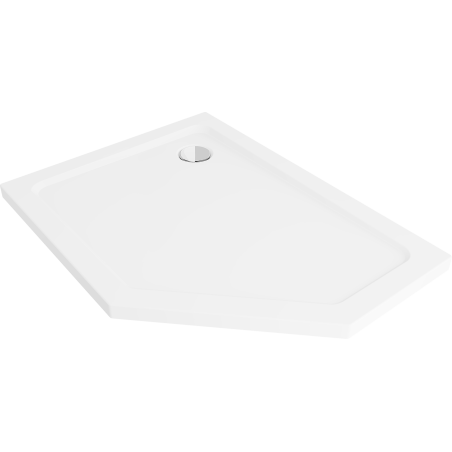 Mexen Flat receveur de douche pentagonal slim gauche 100 x 90 cm, blanc, bonde chromée - 41P109010L