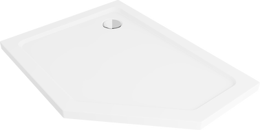 Mexen Flat receveur de douche pentagonal slim gauche 100 x 90 cm, blanc, bonde chromée - 41P109010L