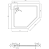 Mexen Flat receveur de douche pentagonal slim gauche 100 x 90 cm, blanc, bonde chromée - 41P109010L