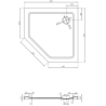 Mexen Flat receveur de douche pentagonal slim 90 x 90 cm, blanc, bonde chromée - 41P109090