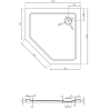 Mexen Flat receveur de douche pentagonal slim 100 x 100 cm, noir, siphon chromé - 41P701010