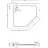 Mexen Flat bac de douche pentagonal slim gauche 90 x 80 cm, noir, siphon chromé - 41P708090L