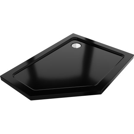 Mexen Flat receveur de douche pentagonal slim droit 90 x 80 cm, noir, siphon chromé - 41P708090R