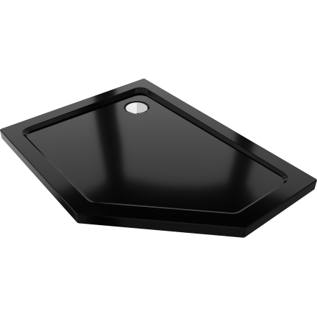 Mexen Flat receveur de douche pentagonal slim gauche 100 x 80 cm, noir, siphon chromé - 41P708010L