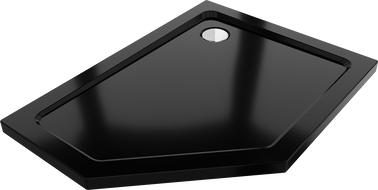 Mexen Flat receveur de douche pentagonal slim droit 100 x 80 cm, noir, siphon chromé - 41P708010R