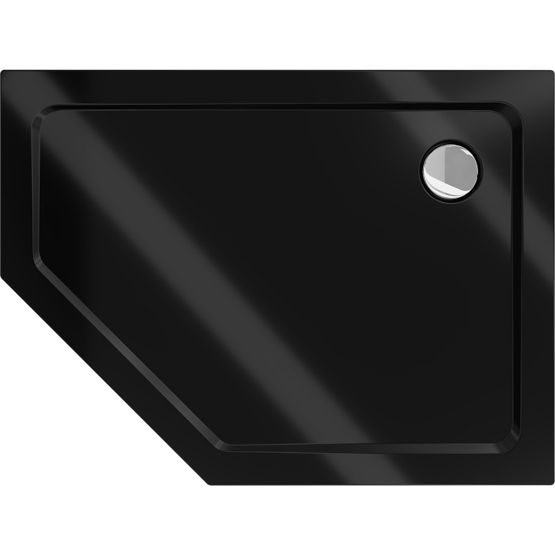 Mexen Flat receveur de douche pentagonal slim droit 100 x 80 cm, noir, siphon chromé - 41P708010R