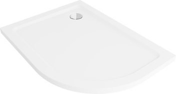Mexen Flat receveur de douche semi-circulaire slim gauche 90 x 80 cm, blanc, siphon chromé - 41108090L
