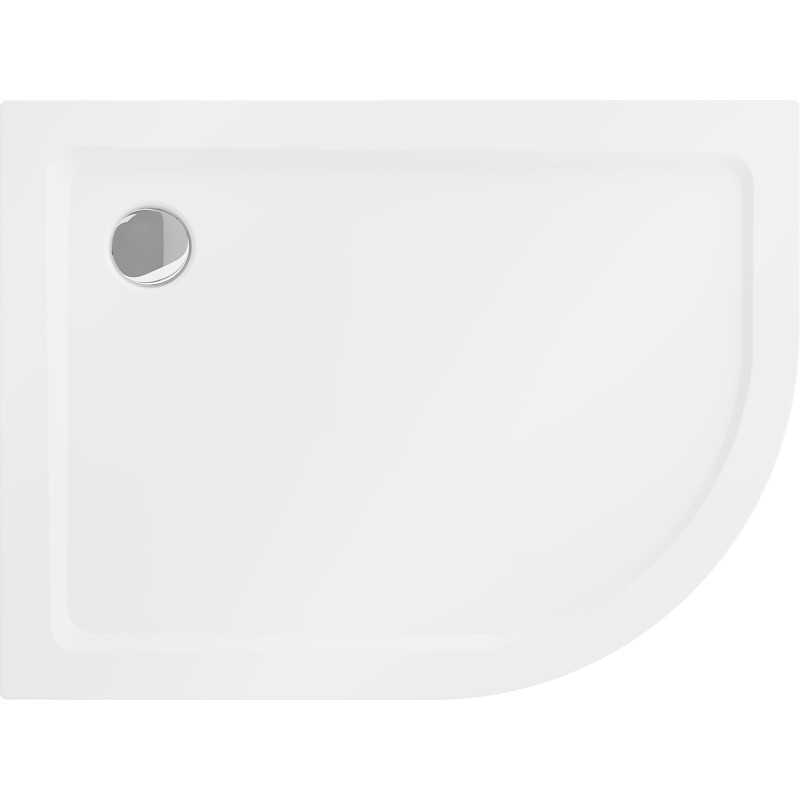Mexen Flat receveur de douche demi-circulaire slim gauche 90 x 80 cm, blanc, siphon chromé - 41108090L